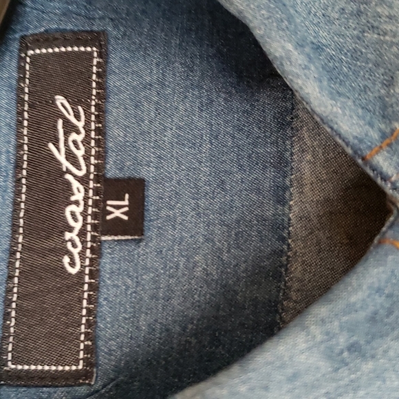 Coastal Blue Jean Soft Western XL L/S Shirt Like New! - Picture 2 of 3
